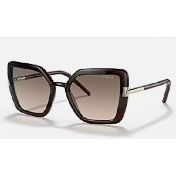 Prada PR 09WS 05M3D0 Brown Plastic Butterfly Sunglasses Brown Gradient Lens - Picture 1 of 7